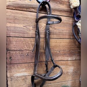 Brown leather schooling bridle, cob?